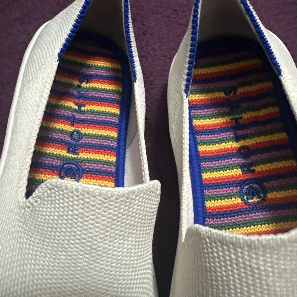 Rothy's Size EU 33 / US K2 The Kid White Rainbow Knit Slip On Sneaker Shoes